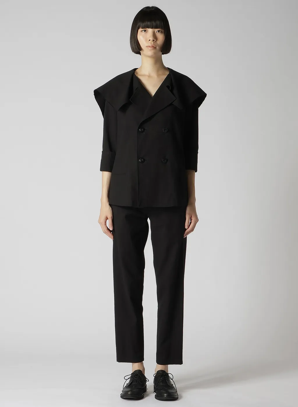 Cotton Flax Poplin Sailor Collar Jacket