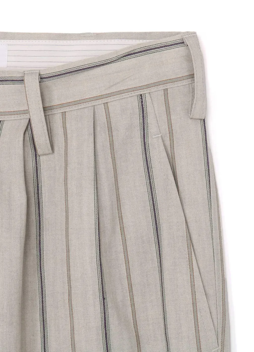 Cotton Stripe Ink Dyed Double Tuck Tapered Pants
