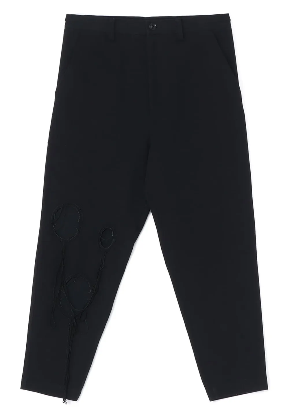Denim Hole Embroidery Waist String Slim Pants