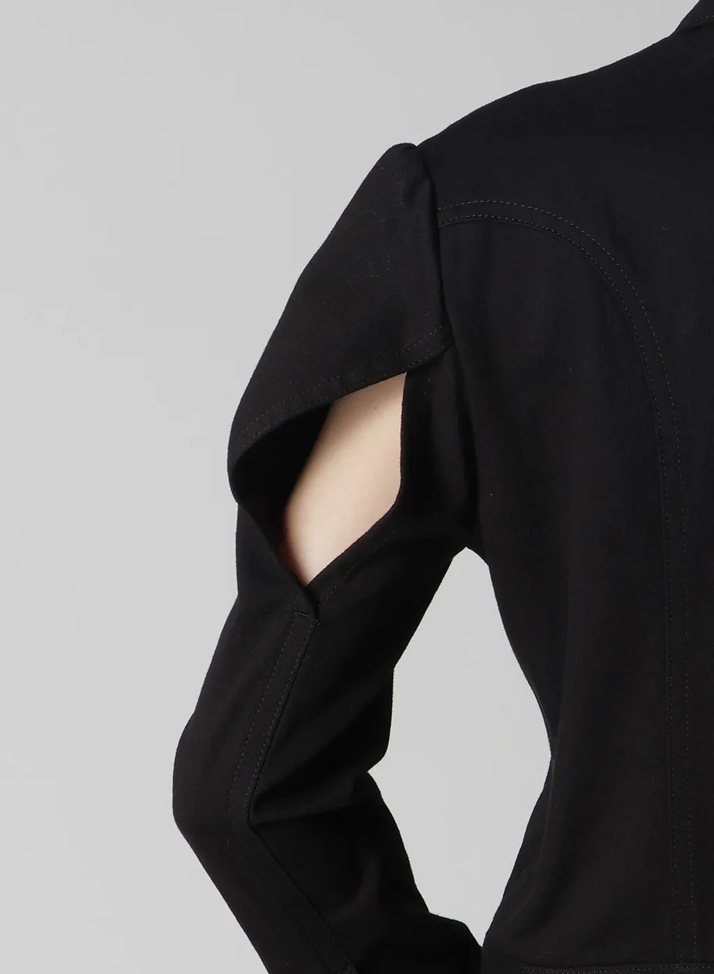 8Oz Black Over Denim Slit Jacket