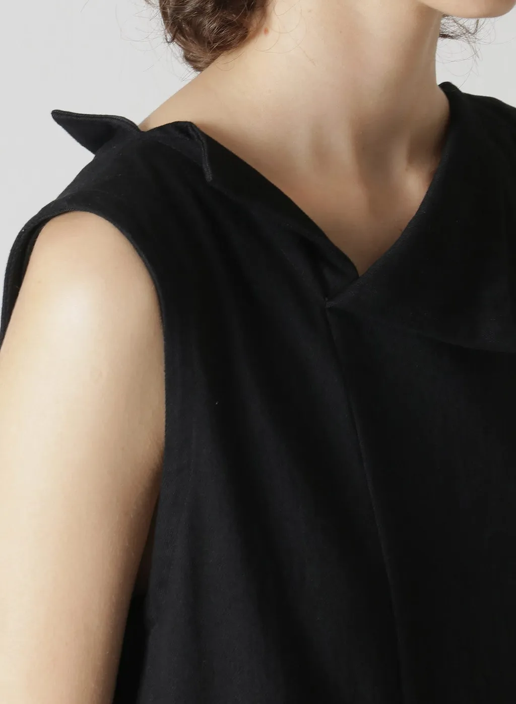 Denim Hole Embroidery Collar Square Sleeveless Dress