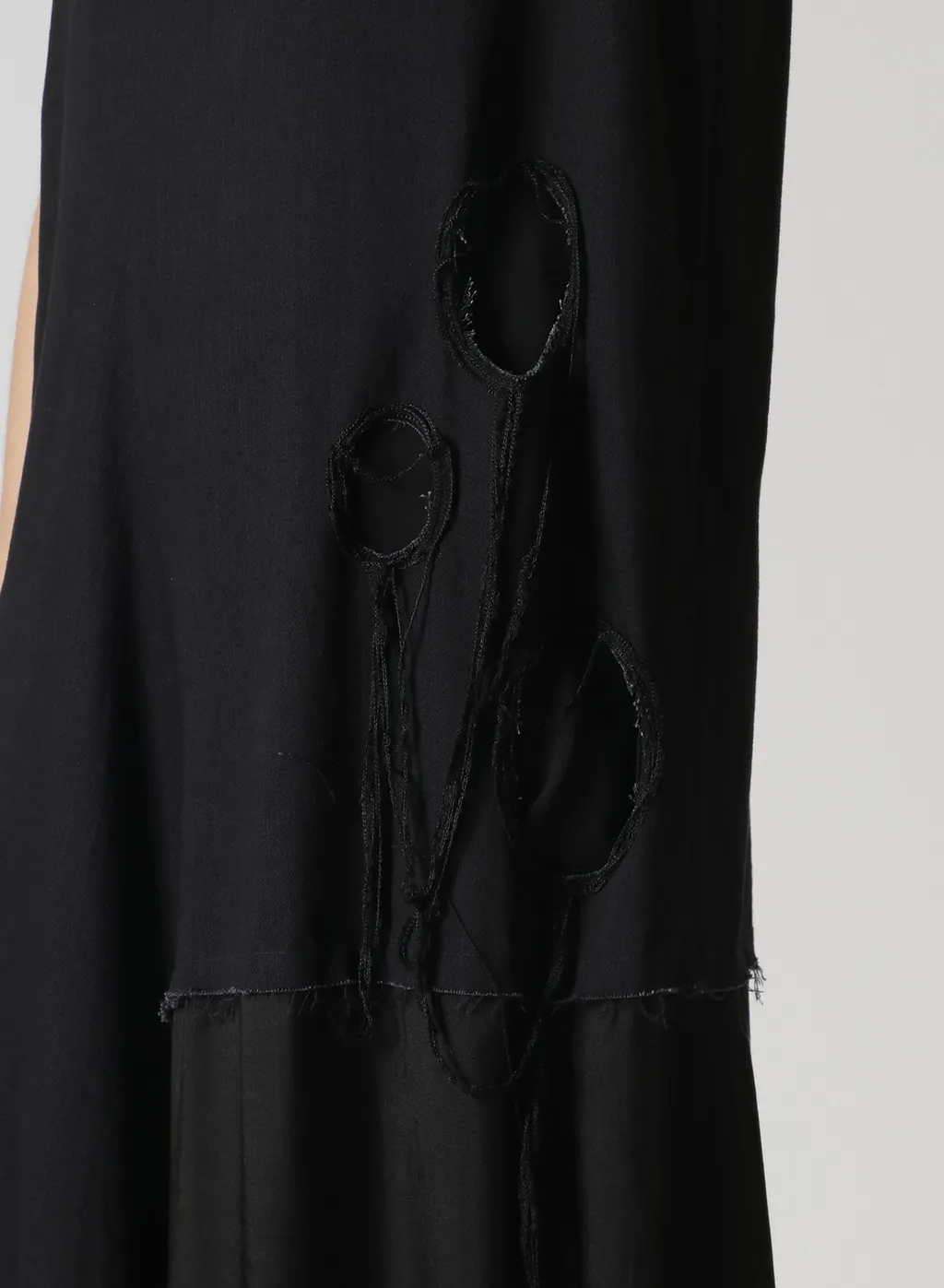 Denim Hole Embroidery Collar Square Sleeveless Dress