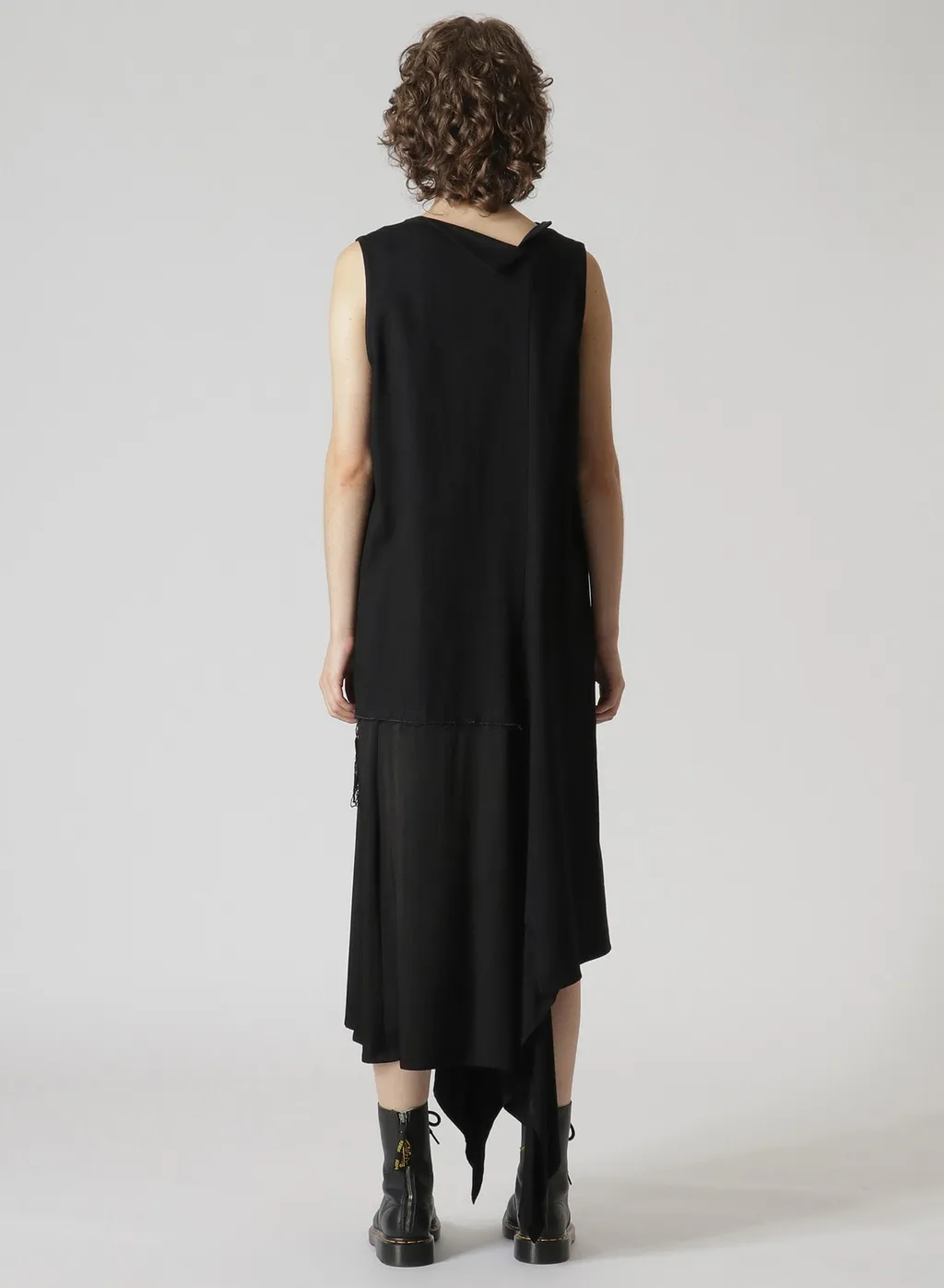 Denim Hole Embroidery Collar Square Sleeveless Dress