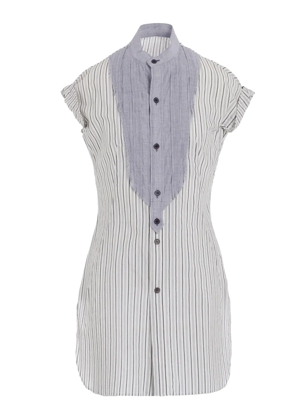 C/Cu Hard Twisted Dobby Stripe Stand Collar Shirt