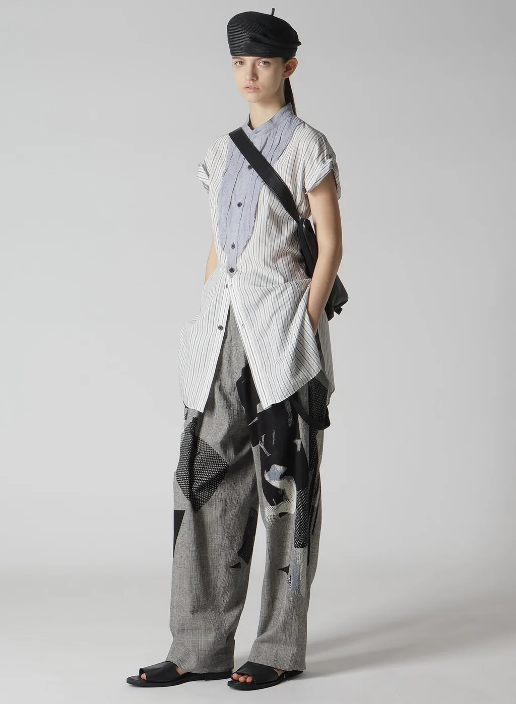 C/Cu Hard Twisted Dobby Stripe Stand Collar Shirt