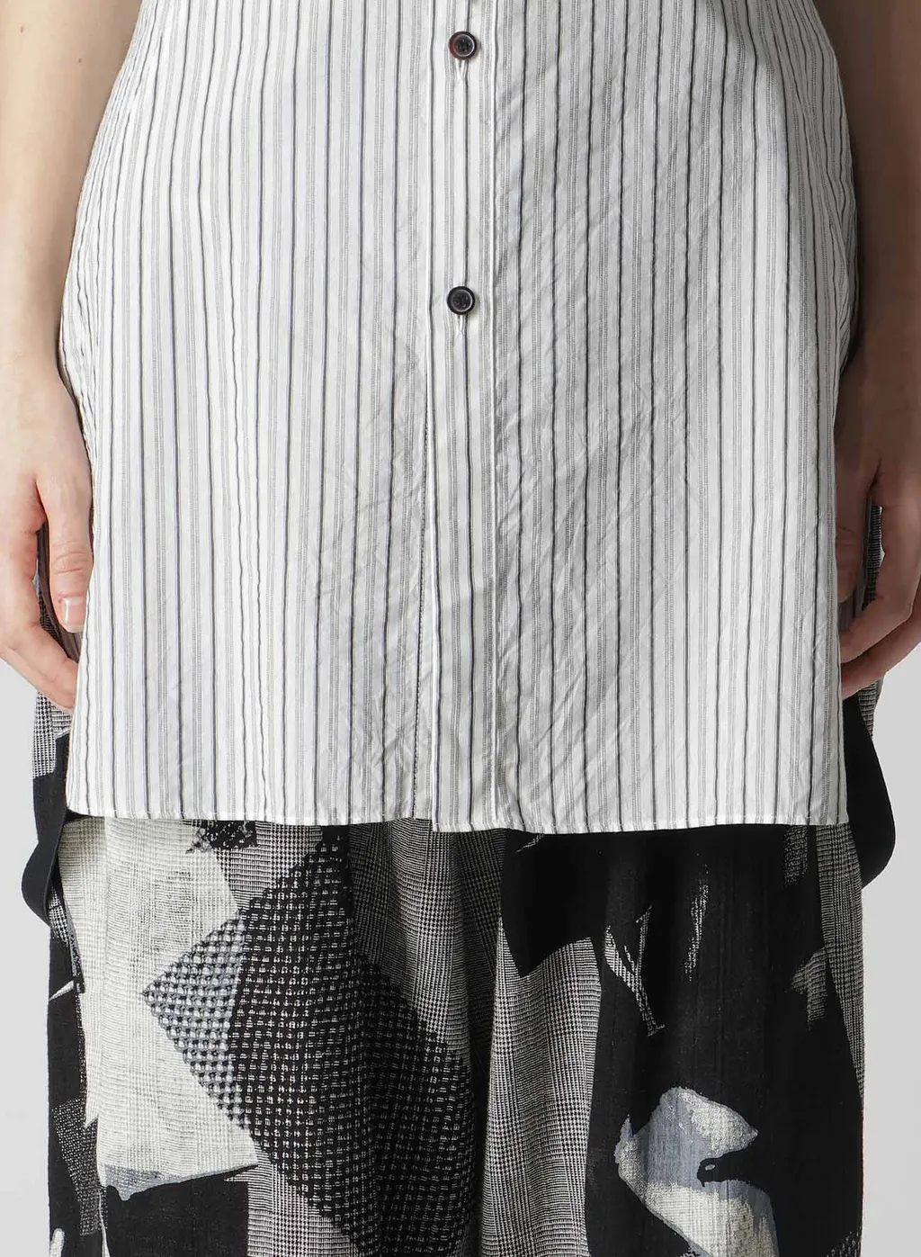 C/Cu Hard Twisted Dobby Stripe Stand Collar Shirt