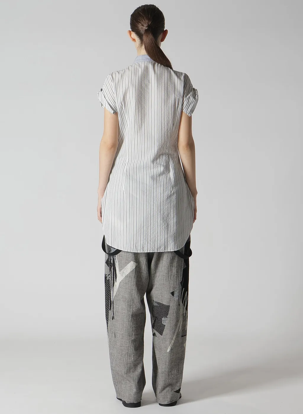 C/Cu Hard Twisted Dobby Stripe Stand Collar Shirt