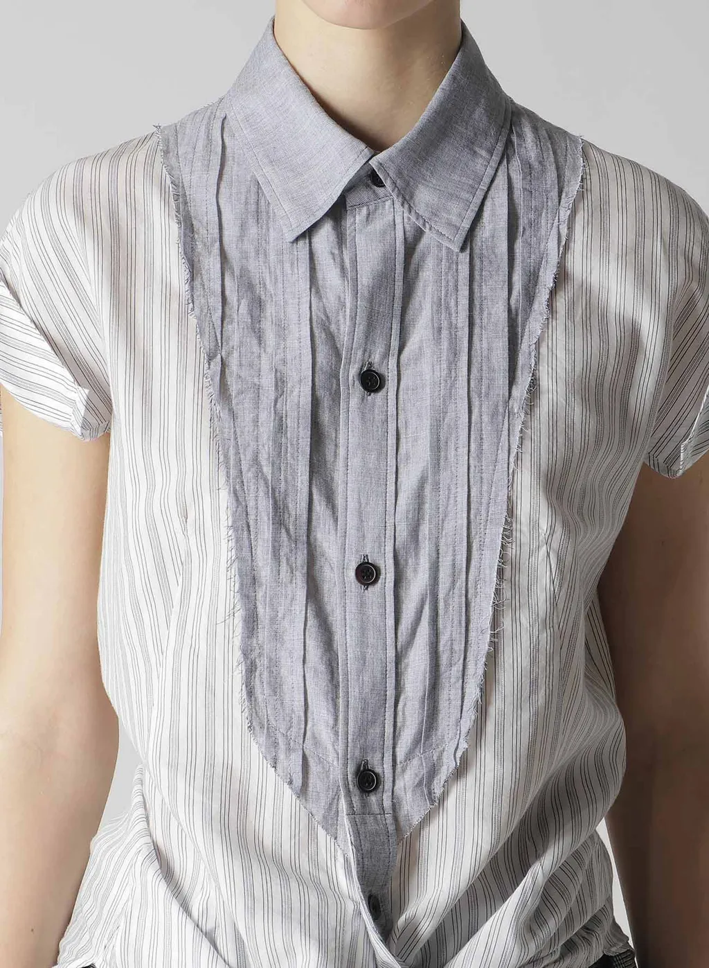 C/Cu Hard Twisted Dobby Stripe Pleated Shirt