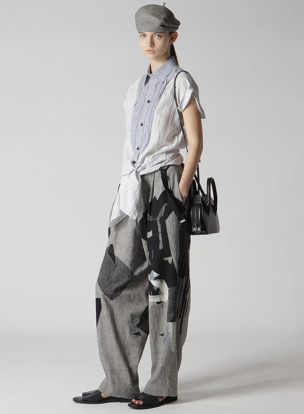 C/Cu Hard Twisted Dobby Stripe Pleated Shirt