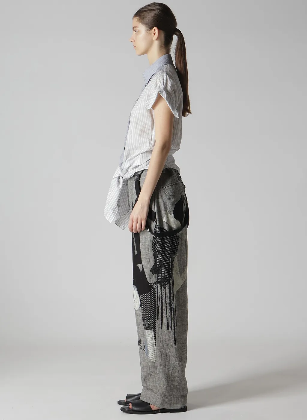 C/Cu Hard Twisted Dobby Stripe Pleated Shirt