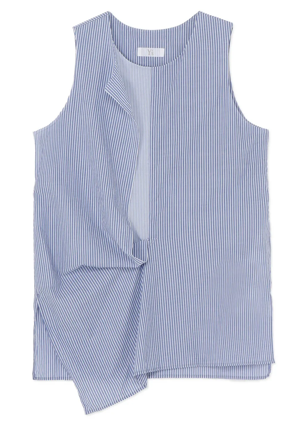 Cotton Stripe Front Drape Blouse