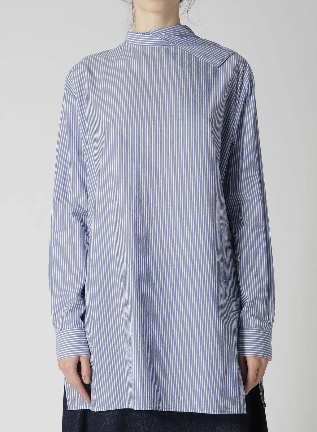 Cotton Stripe Back Tie Blouse