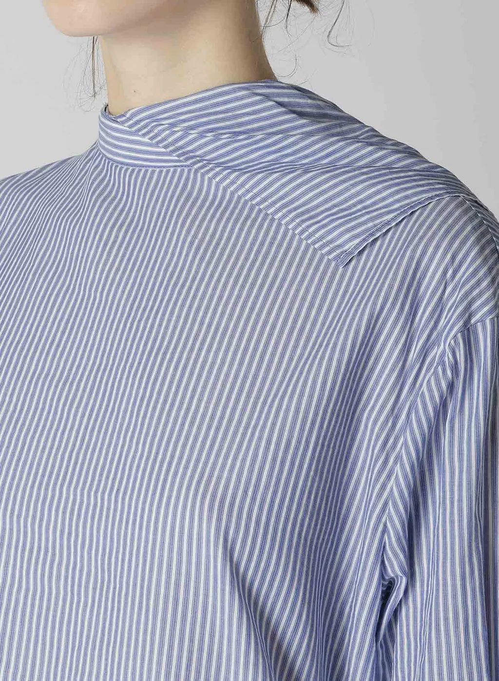 Cotton Stripe Back Tie Blouse