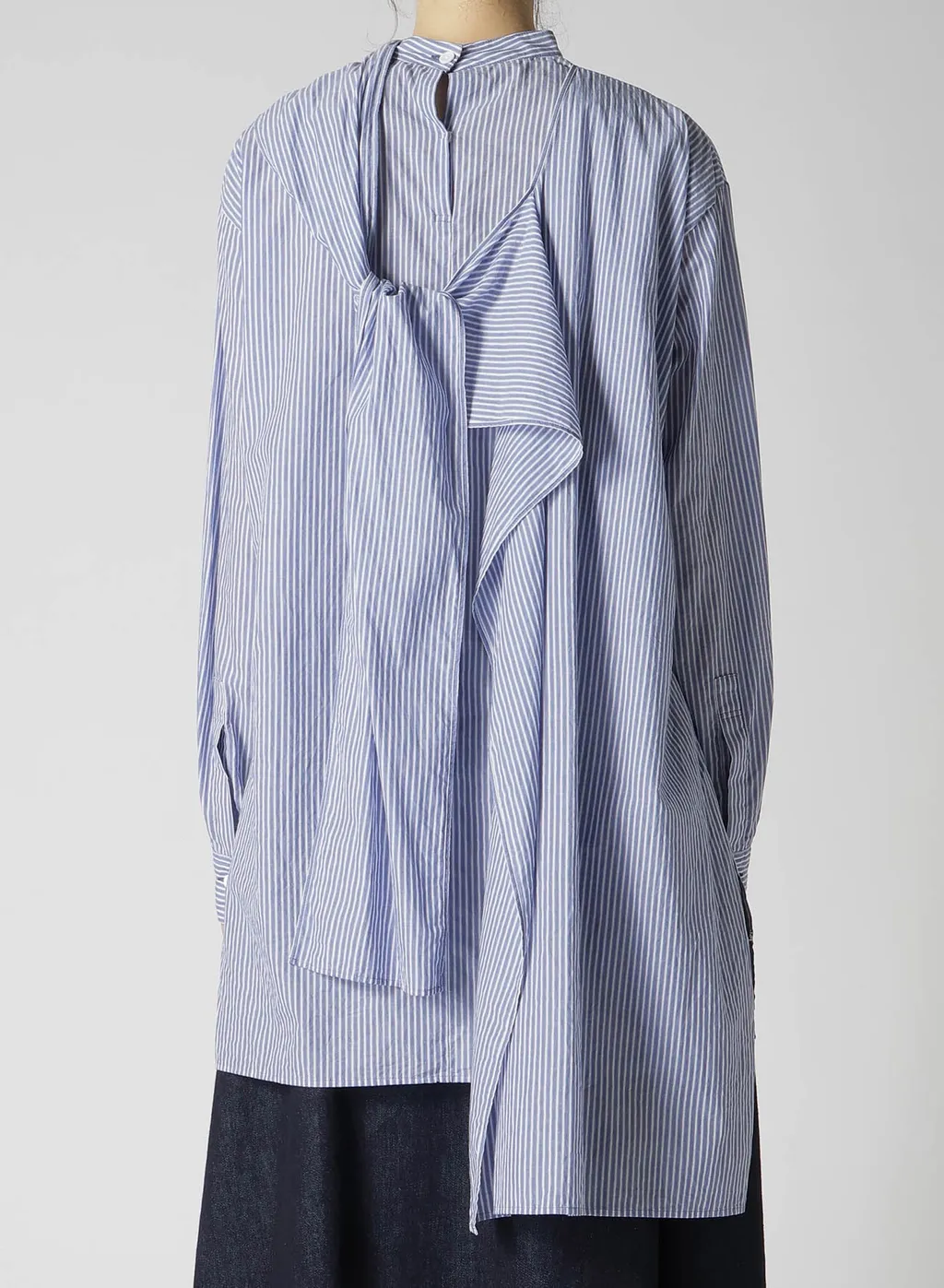 Cotton Stripe Back Tie Blouse