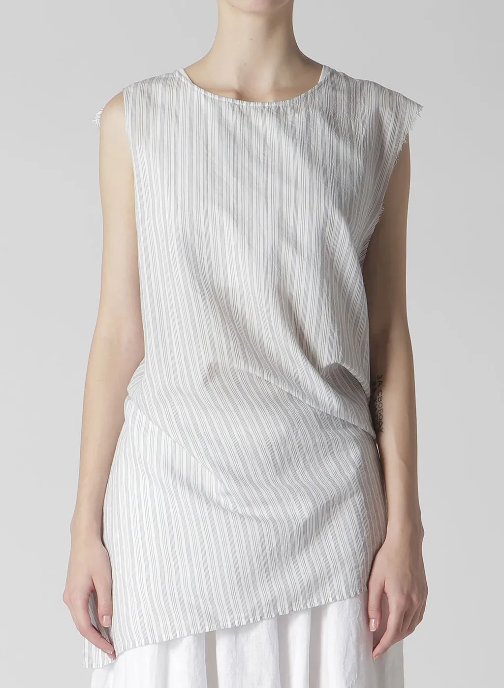 C/Cu Hard Twisted Dobby Stripe Sleeveless Drape Shirt