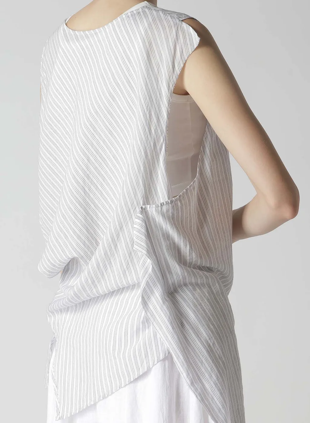 C/Cu Hard Twisted Dobby Stripe Sleeveless Drape Shirt