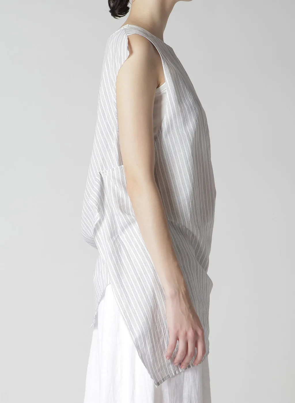 C/Cu Hard Twisted Dobby Stripe Sleeveless Drape Shirt