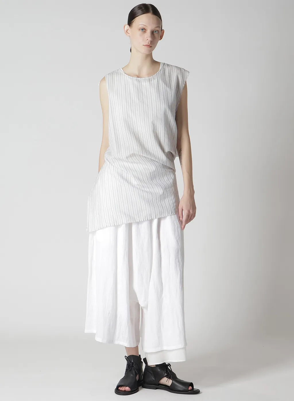 C/Cu Hard Twisted Dobby Stripe Sleeveless Drape Shirt