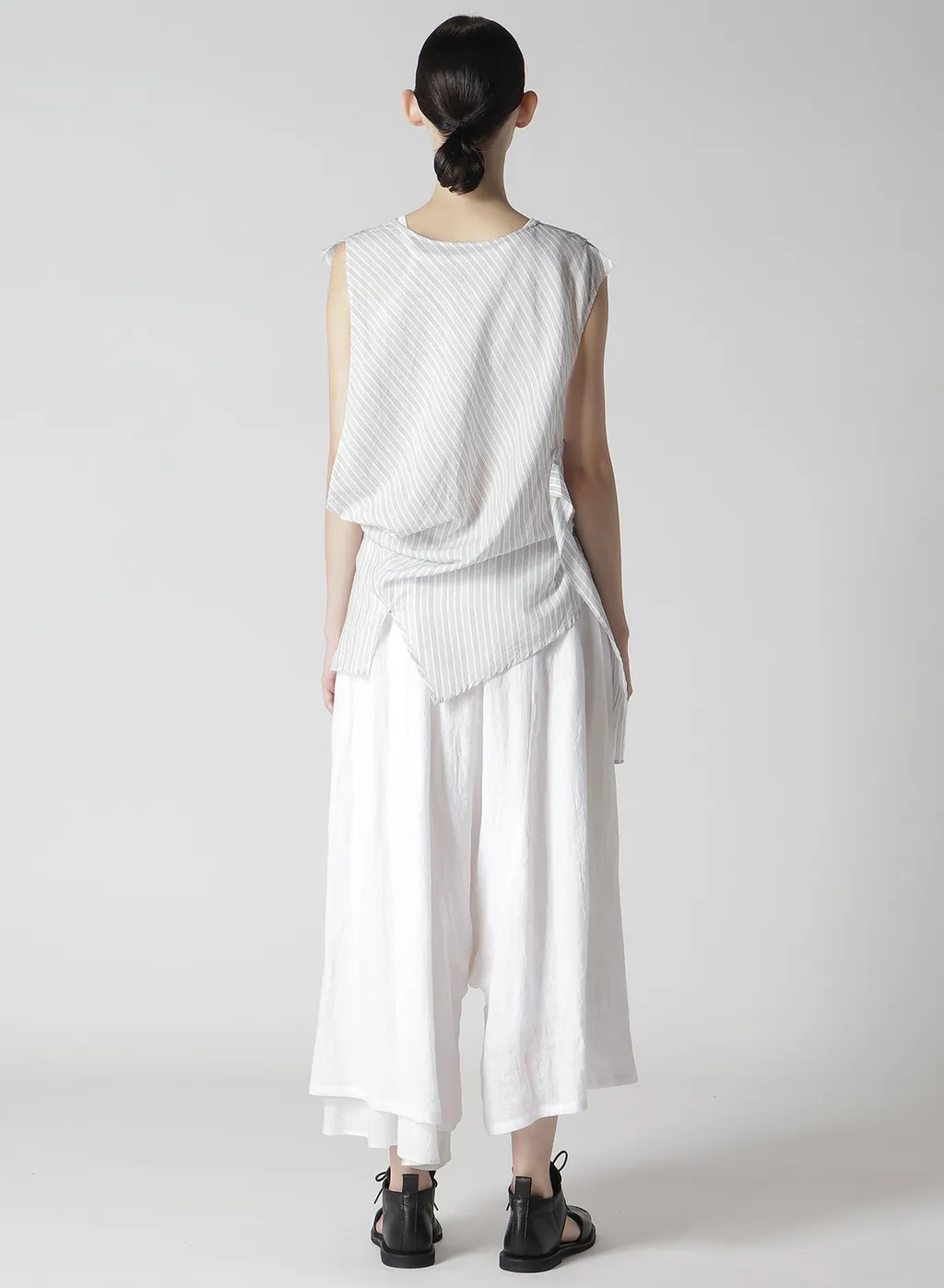 C/Cu Hard Twisted Dobby Stripe Sleeveless Drape Shirt