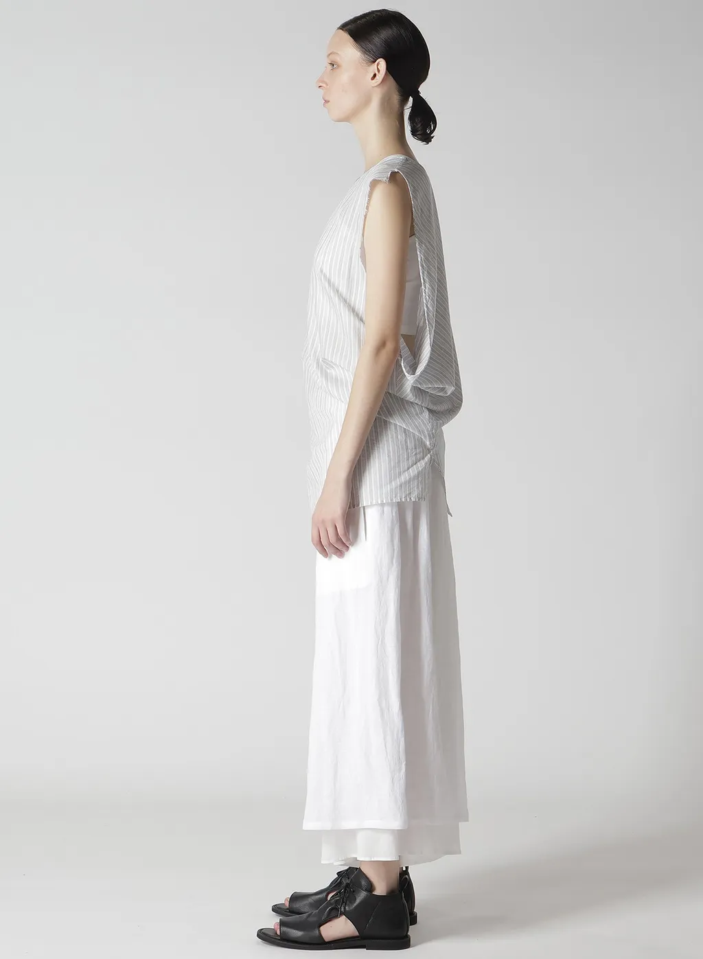 C/Cu Hard Twisted Dobby Stripe Sleeveless Drape Shirt