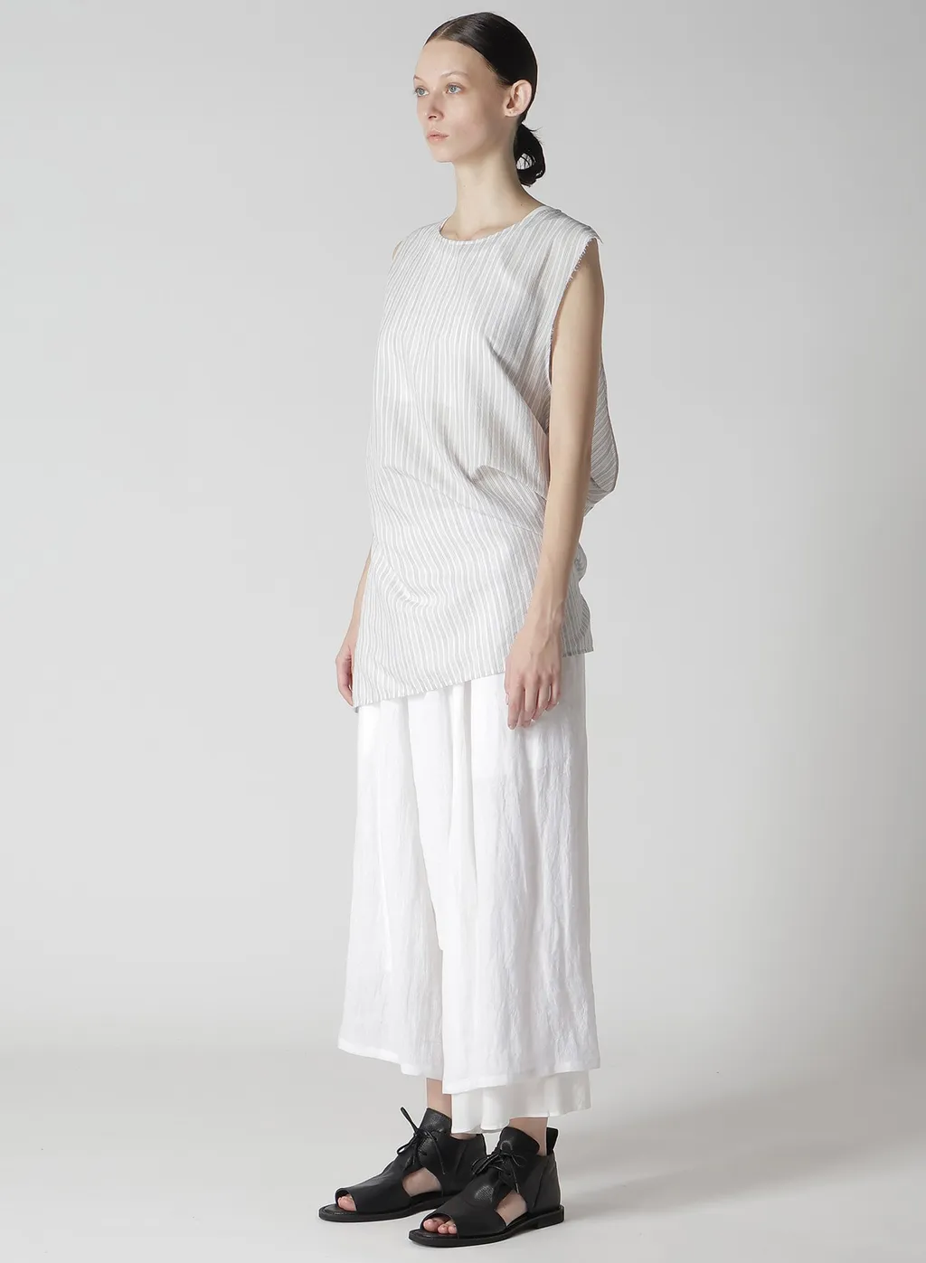 C/Cu Hard Twisted Dobby Stripe Sleeveless Drape Shirt