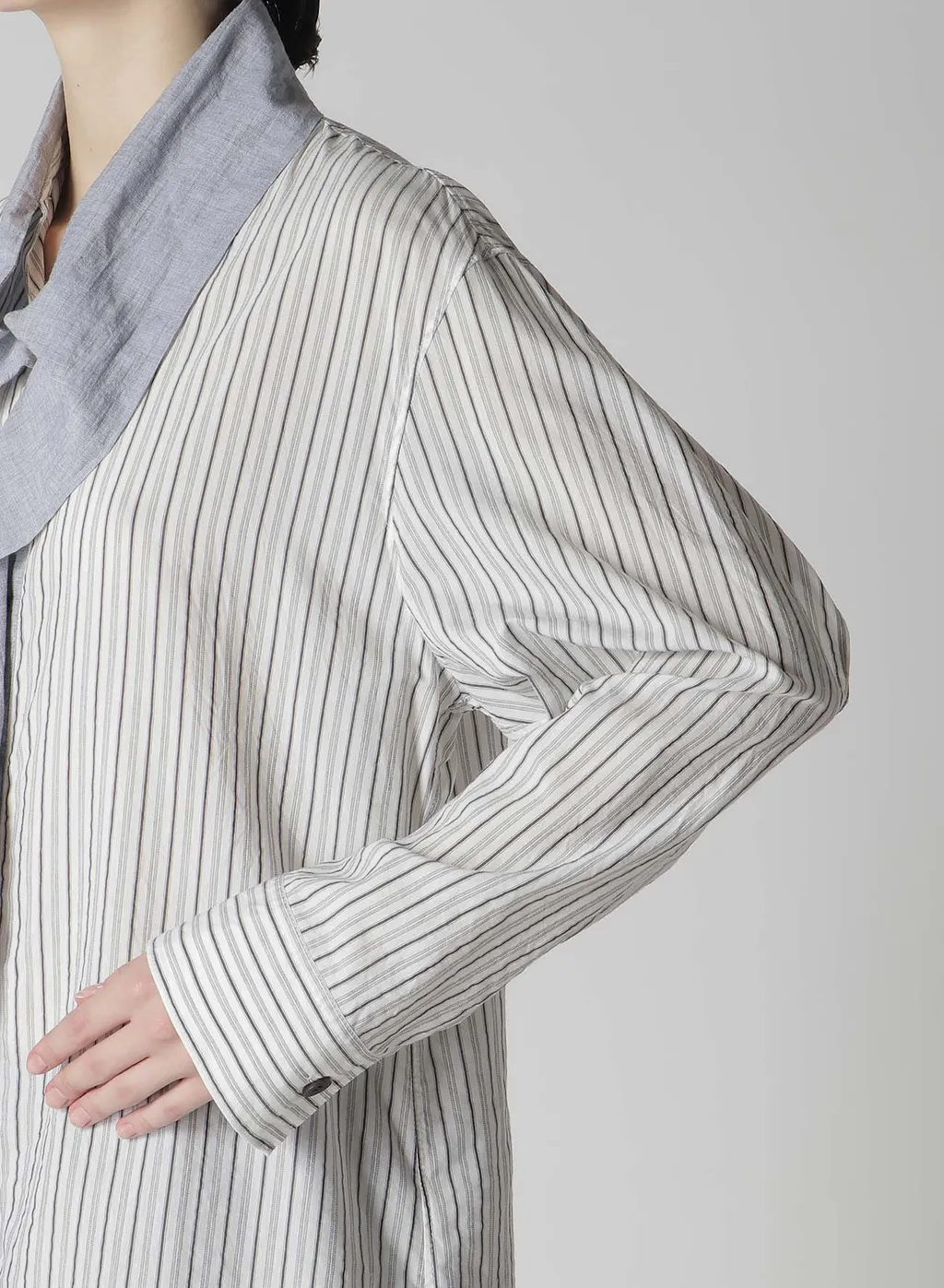 C/Cu Hard Twisted Dobby Stripe Tie Style Shirt