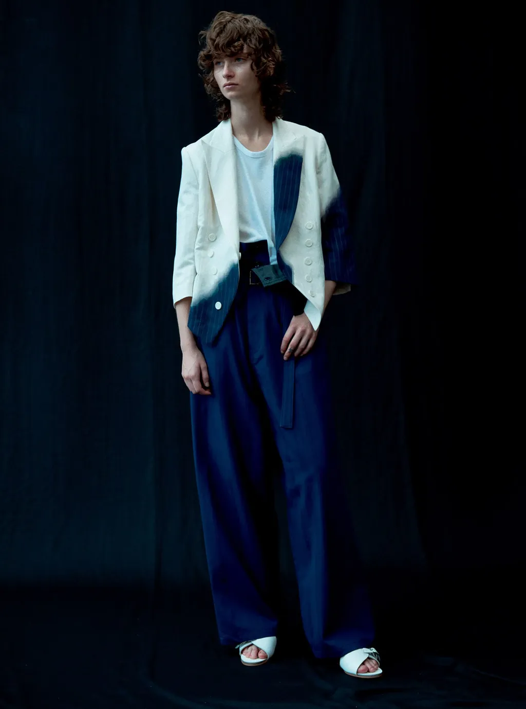 Multi Striped Dobby Chino Belted High Waist Pants