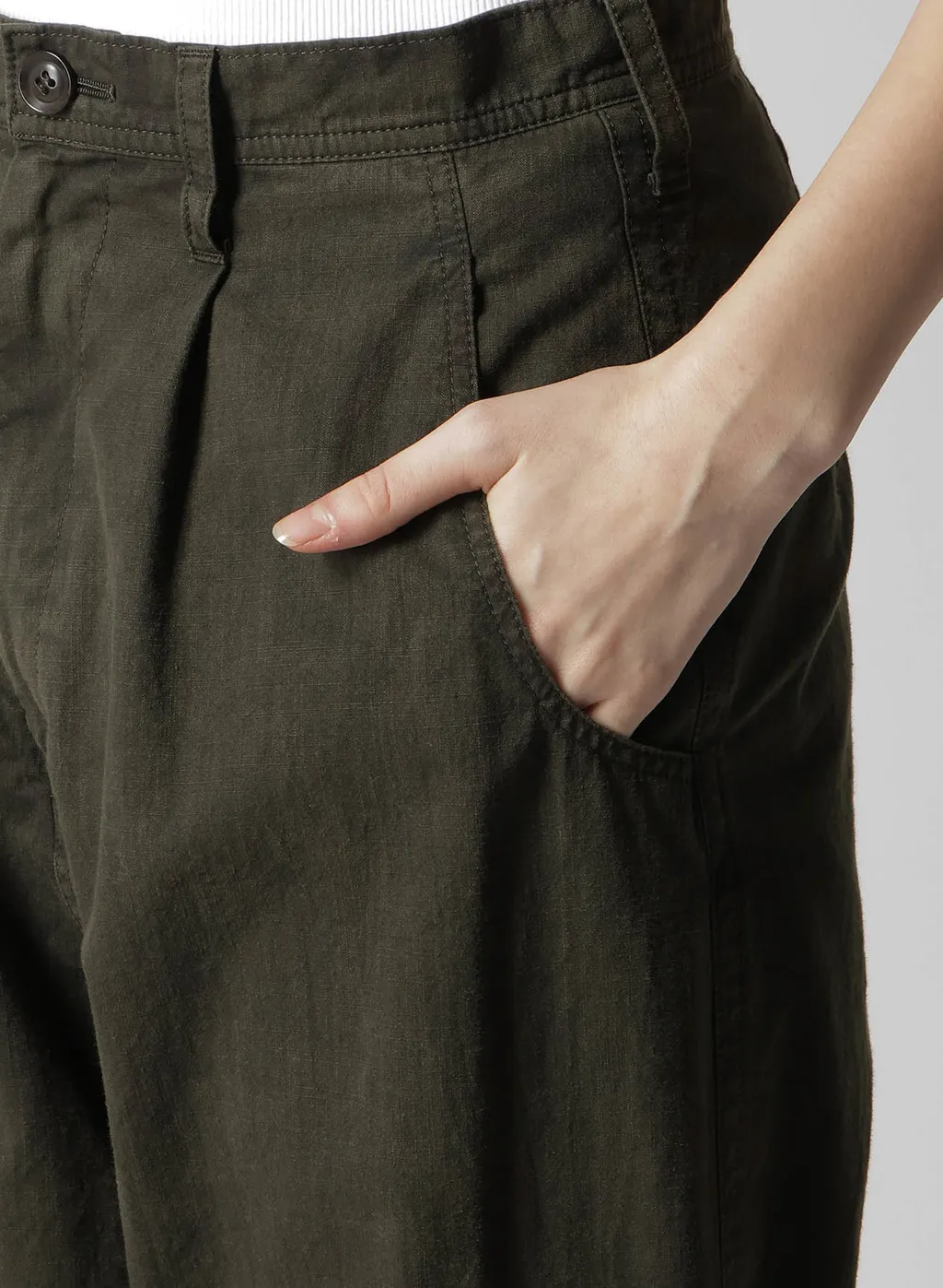 Cotton Slab Garment Dyeing Cuffed Hem Sarrouel Pants
