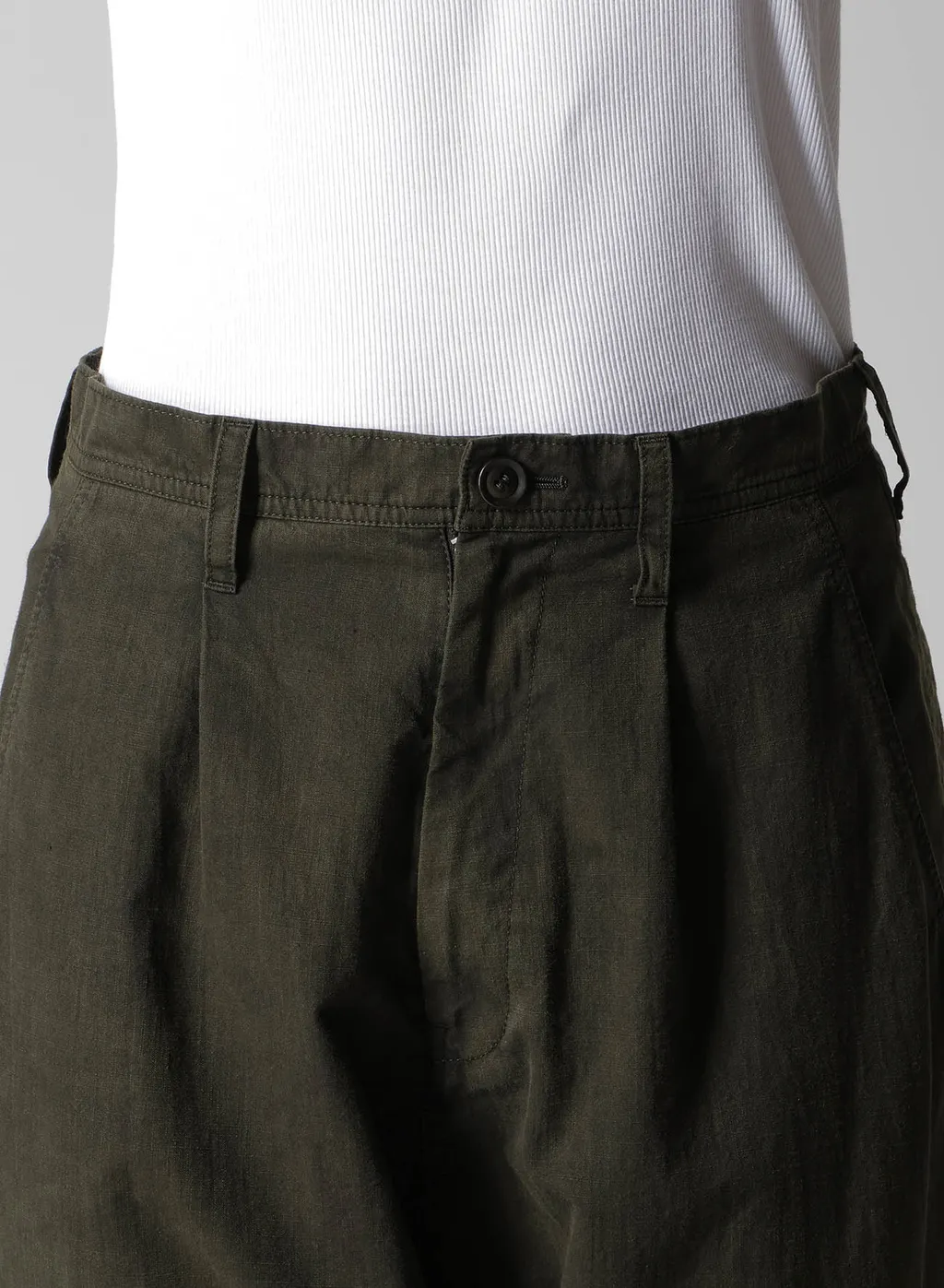 Cotton Slab Garment Dyeing Cuffed Hem Sarrouel Pants