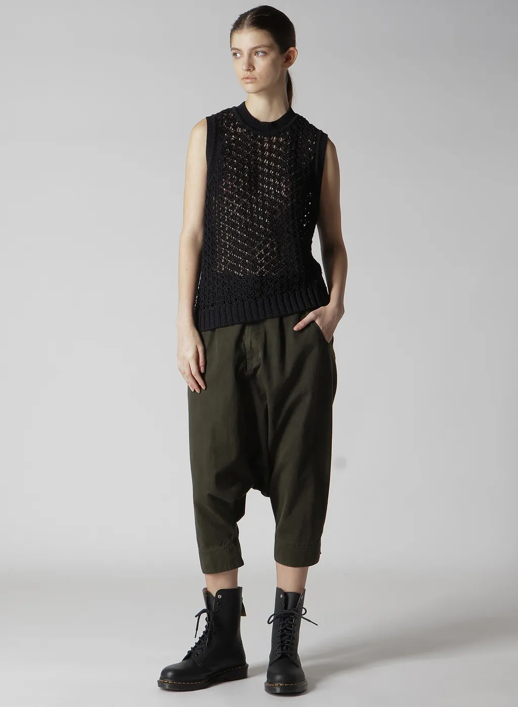 Cotton Slab Garment Dyeing Cuffed Hem Sarrouel Pants