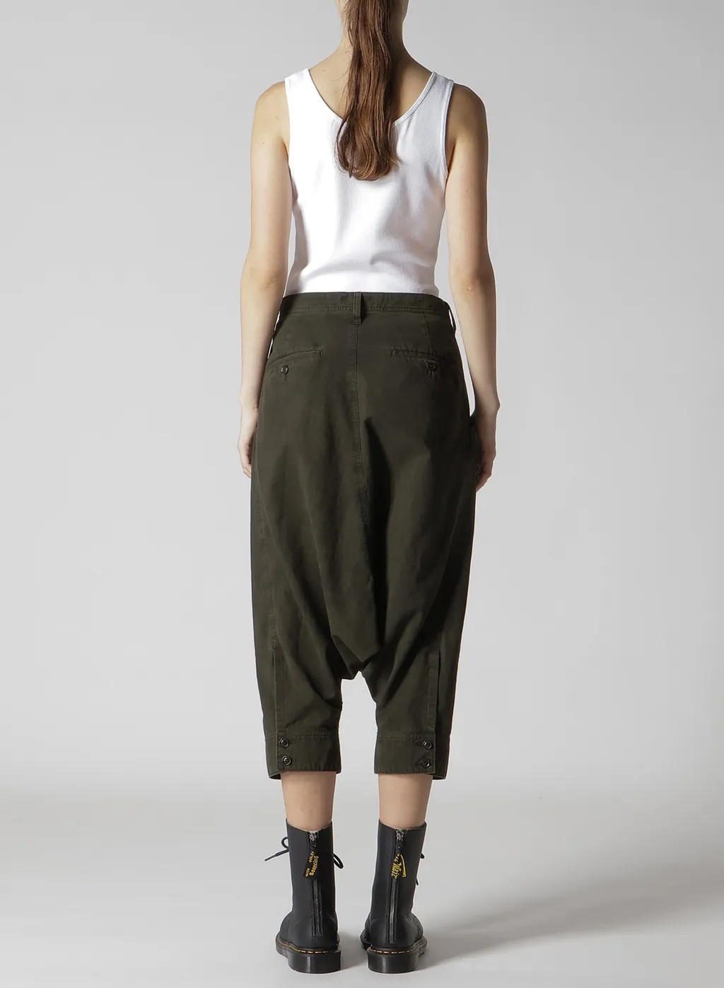 Cotton Slab Garment Dyeing Cuffed Hem Sarrouel Pants