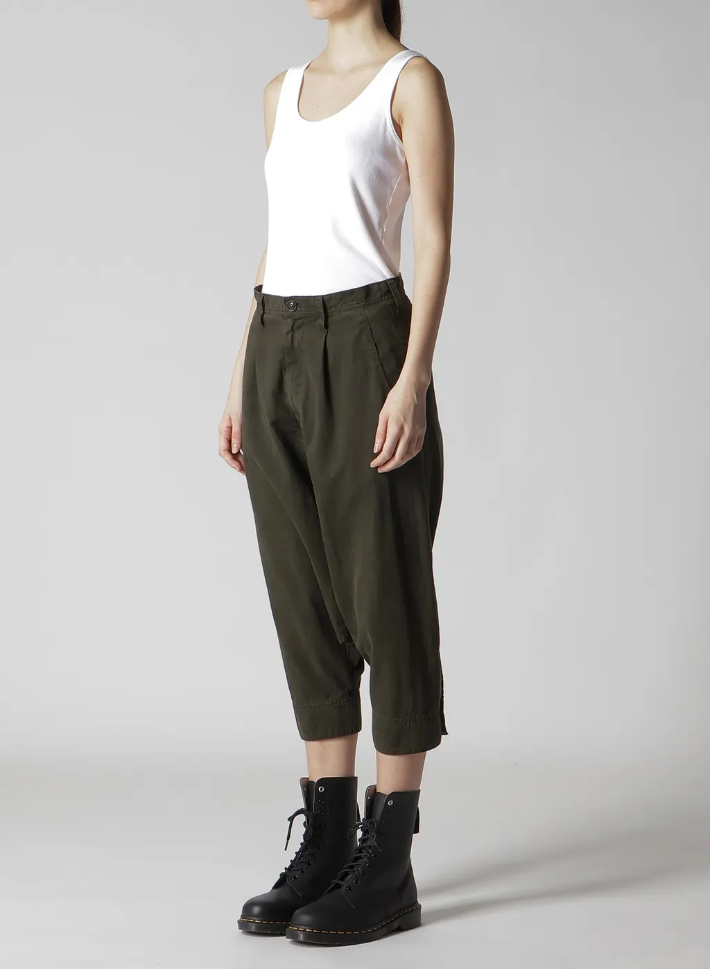 Cotton Slab Garment Dyeing Cuffed Hem Sarrouel Pants