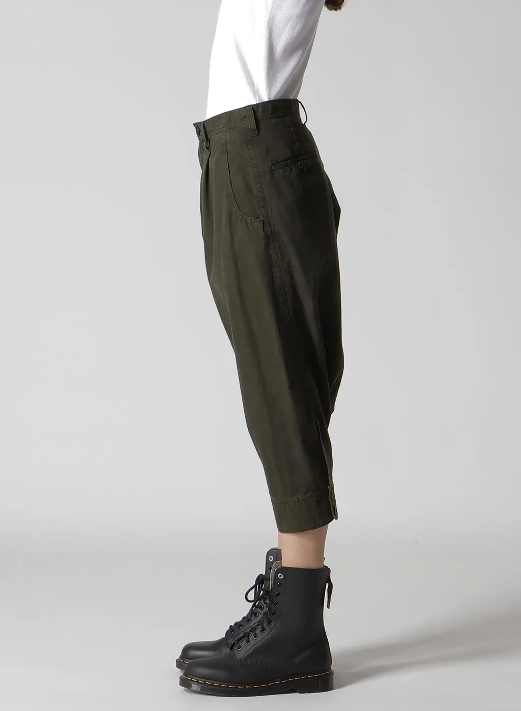 Cotton Slab Garment Dyeing Cuffed Hem Sarrouel Pants