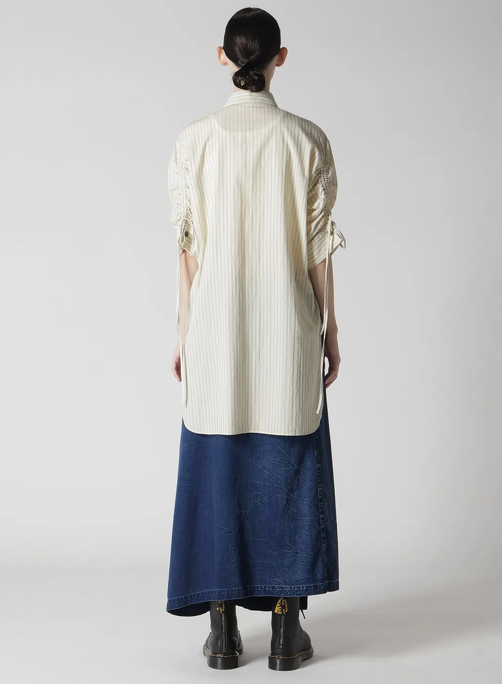 Dobby Stripe Shirring Sleeve Shirt