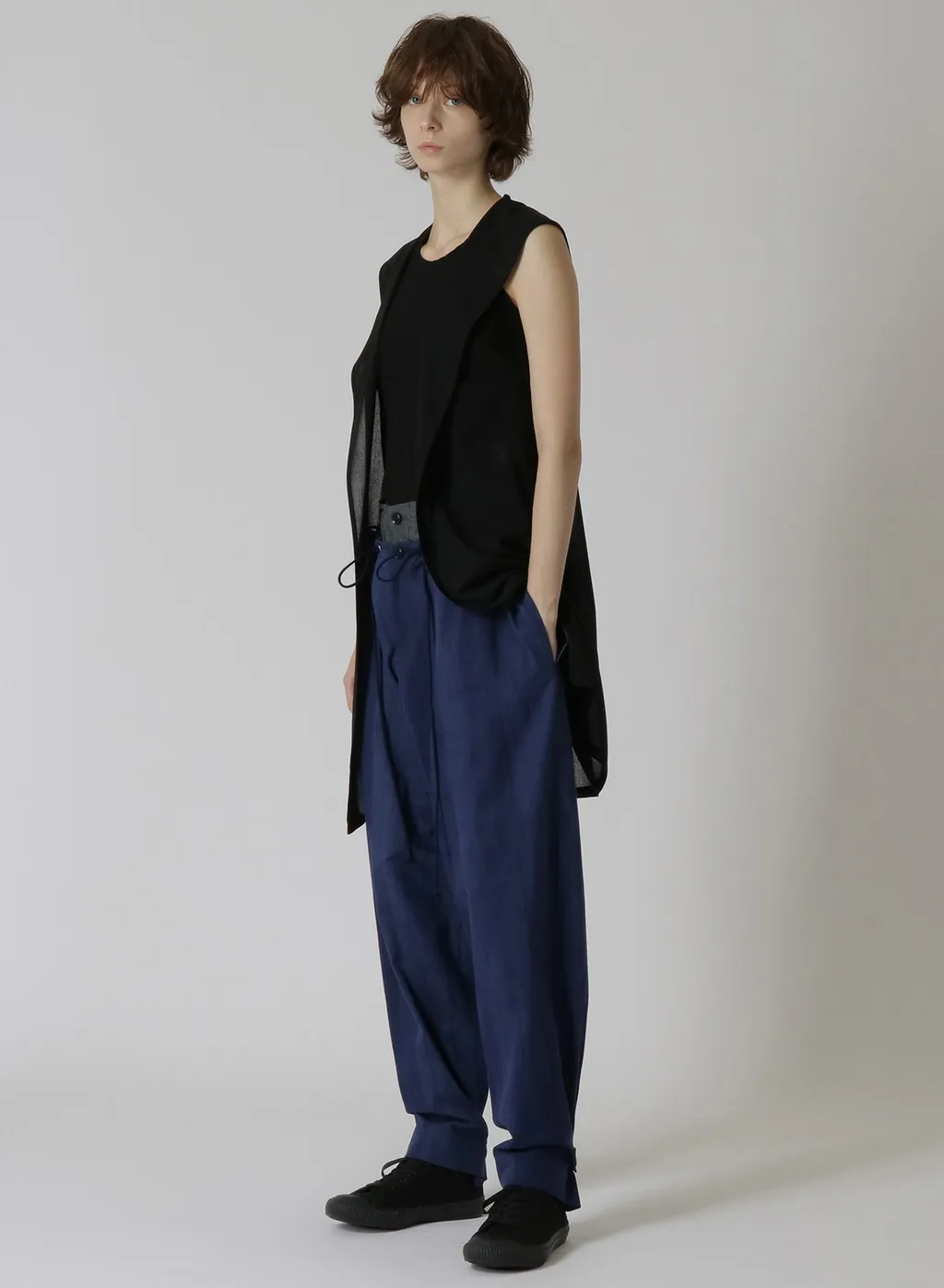 Multi Striped Dobby Uneven Dyeing Layered Pants