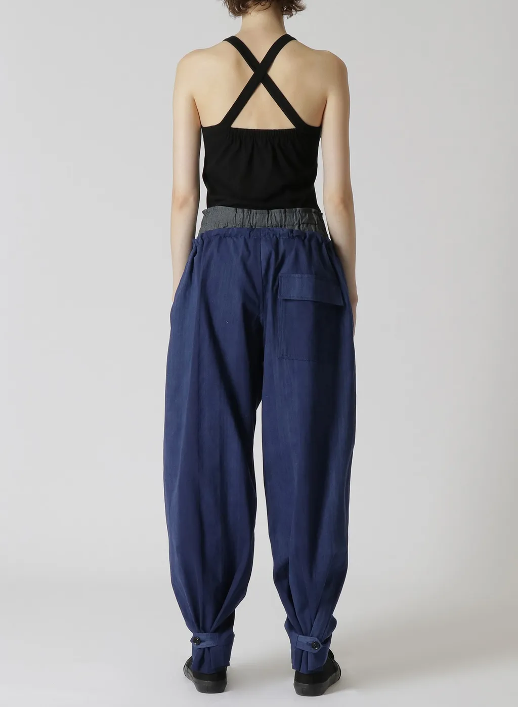 Multi Striped Dobby Uneven Dyeing Layered Pants