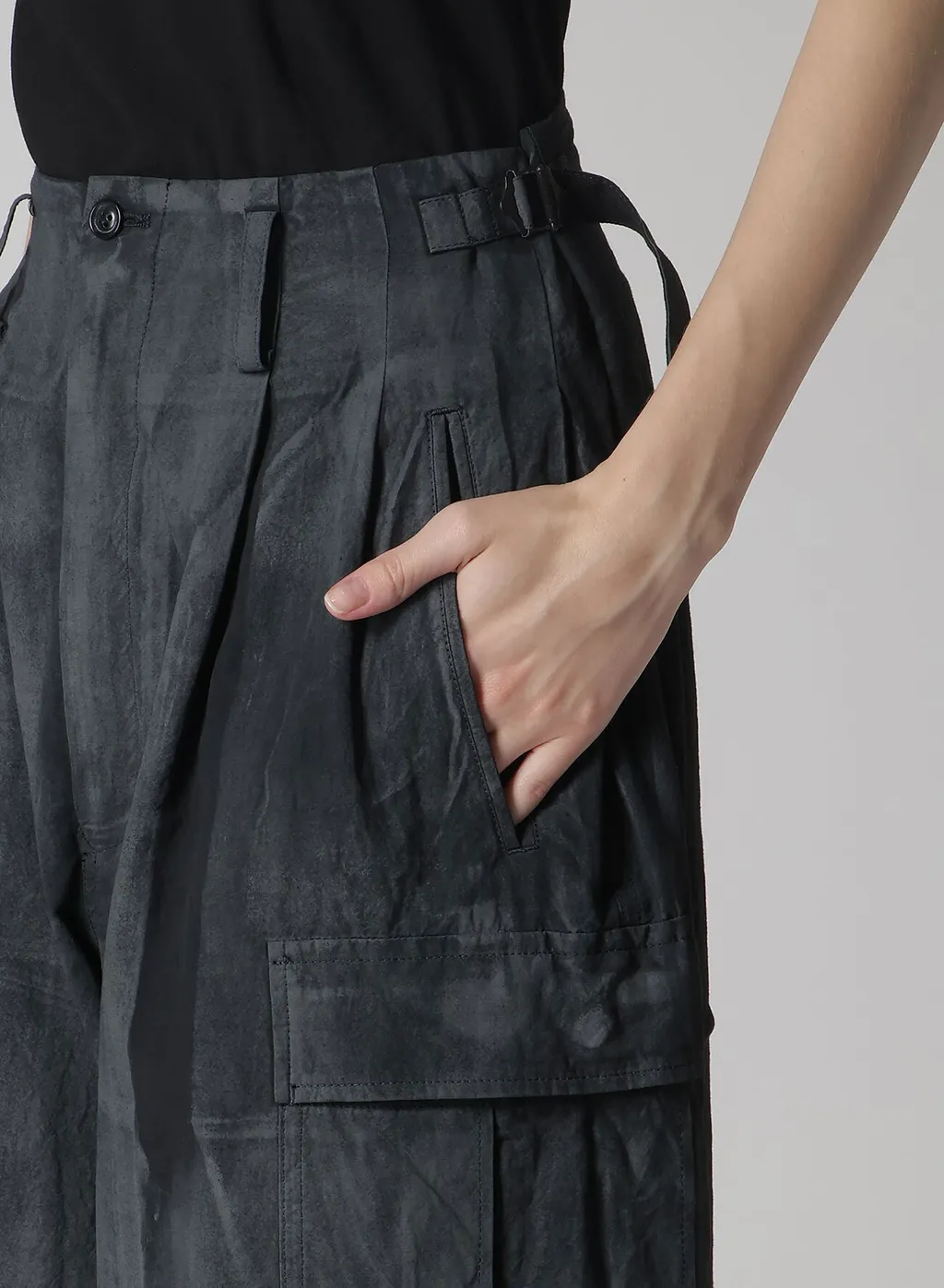 Cotton Linen Dump Rooler Printing Cargo Pants