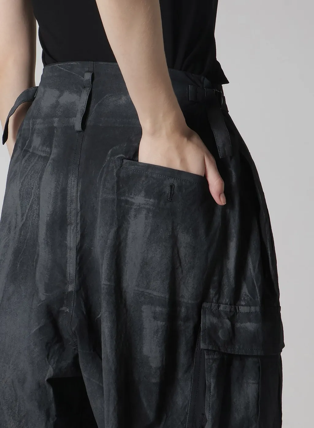 Cotton Linen Dump Rooler Printing Cargo Pants