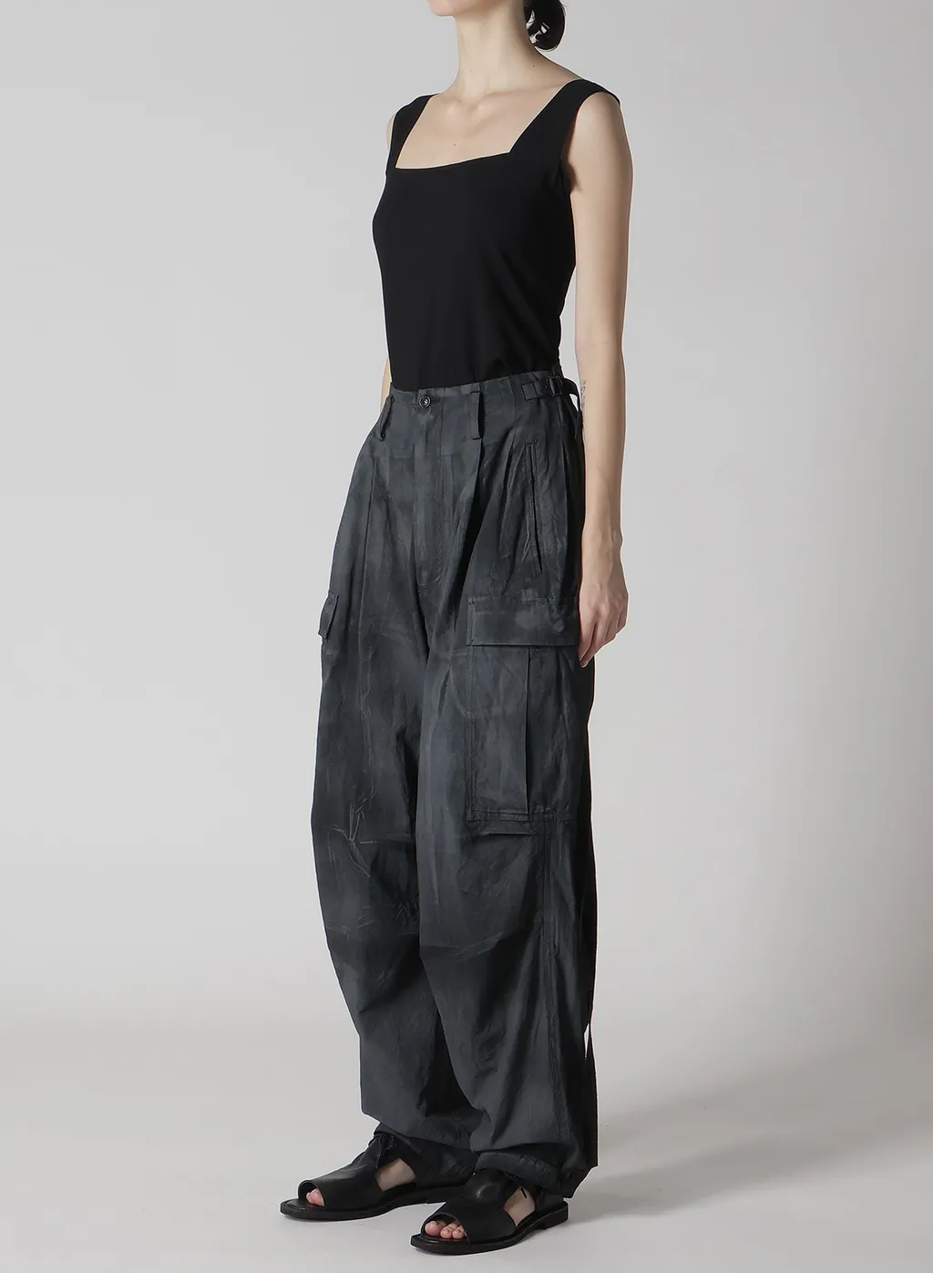 Cotton Linen Dump Rooler Printing Cargo Pants