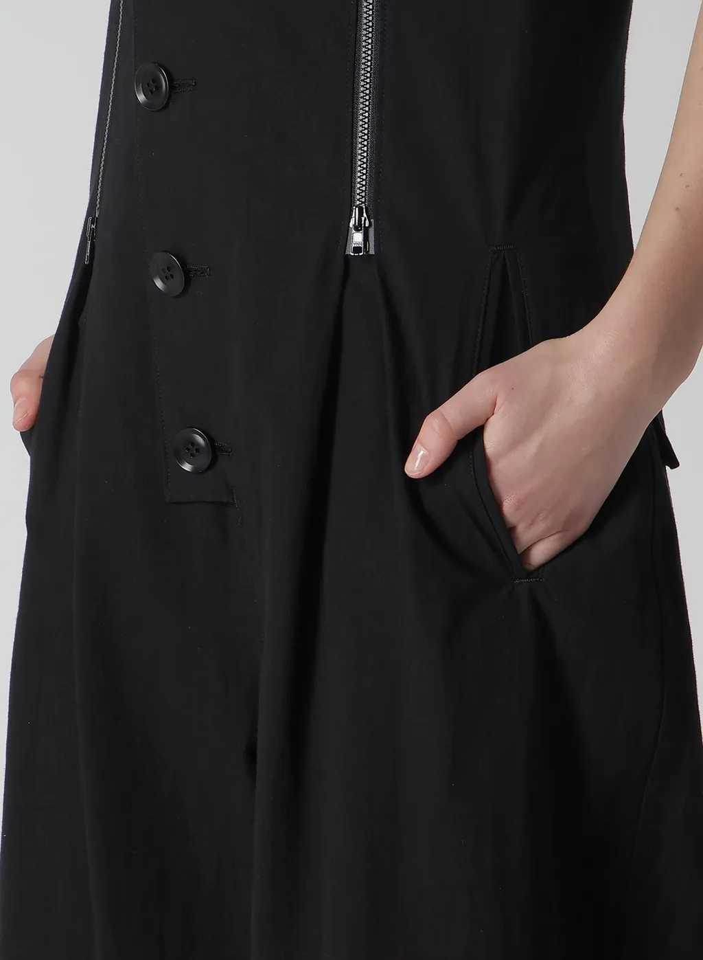 Cotton Linen Dump Zip Tucked Jump Suit