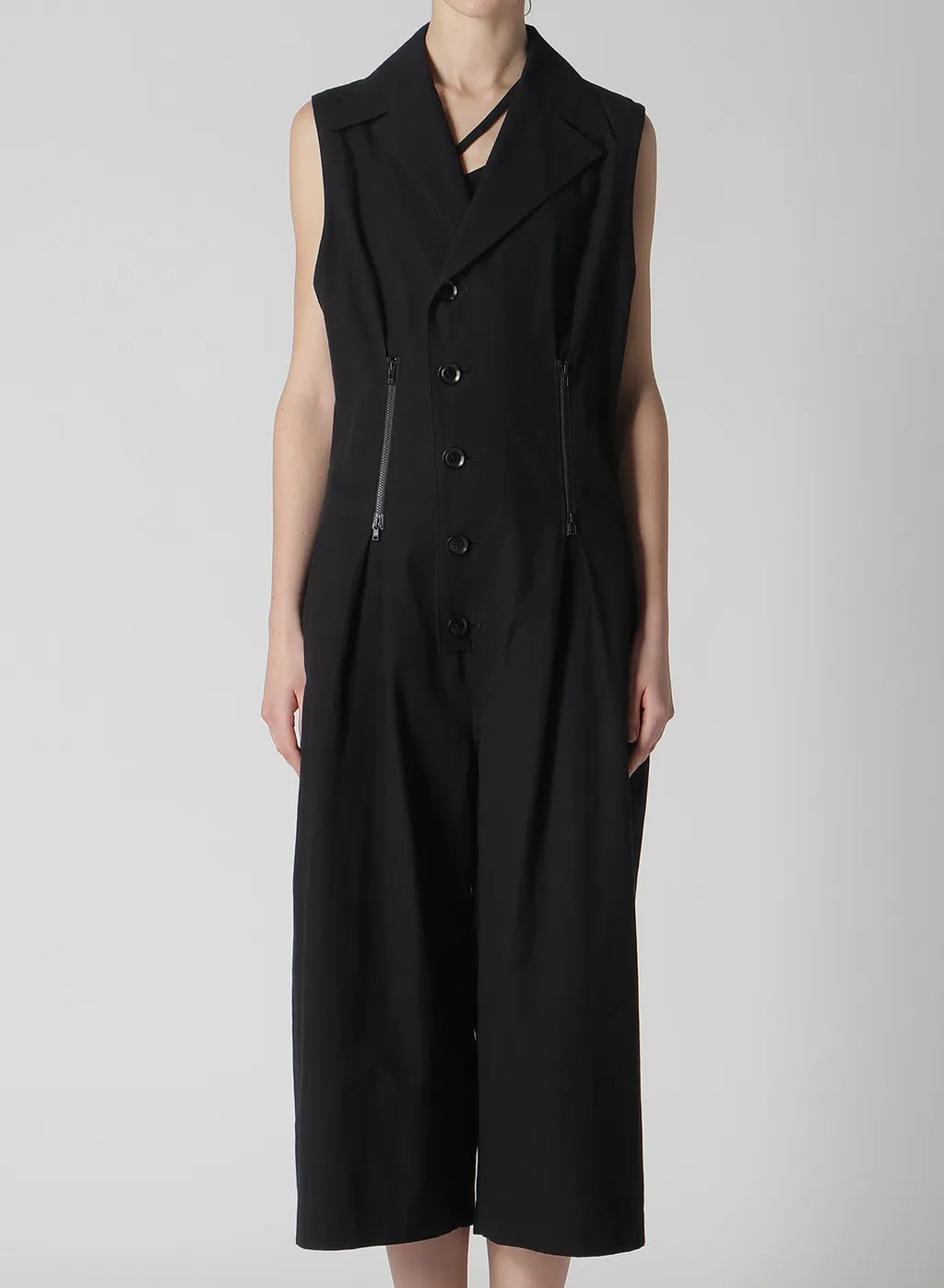 Cotton Linen Dump Zip Tucked Jump Suit