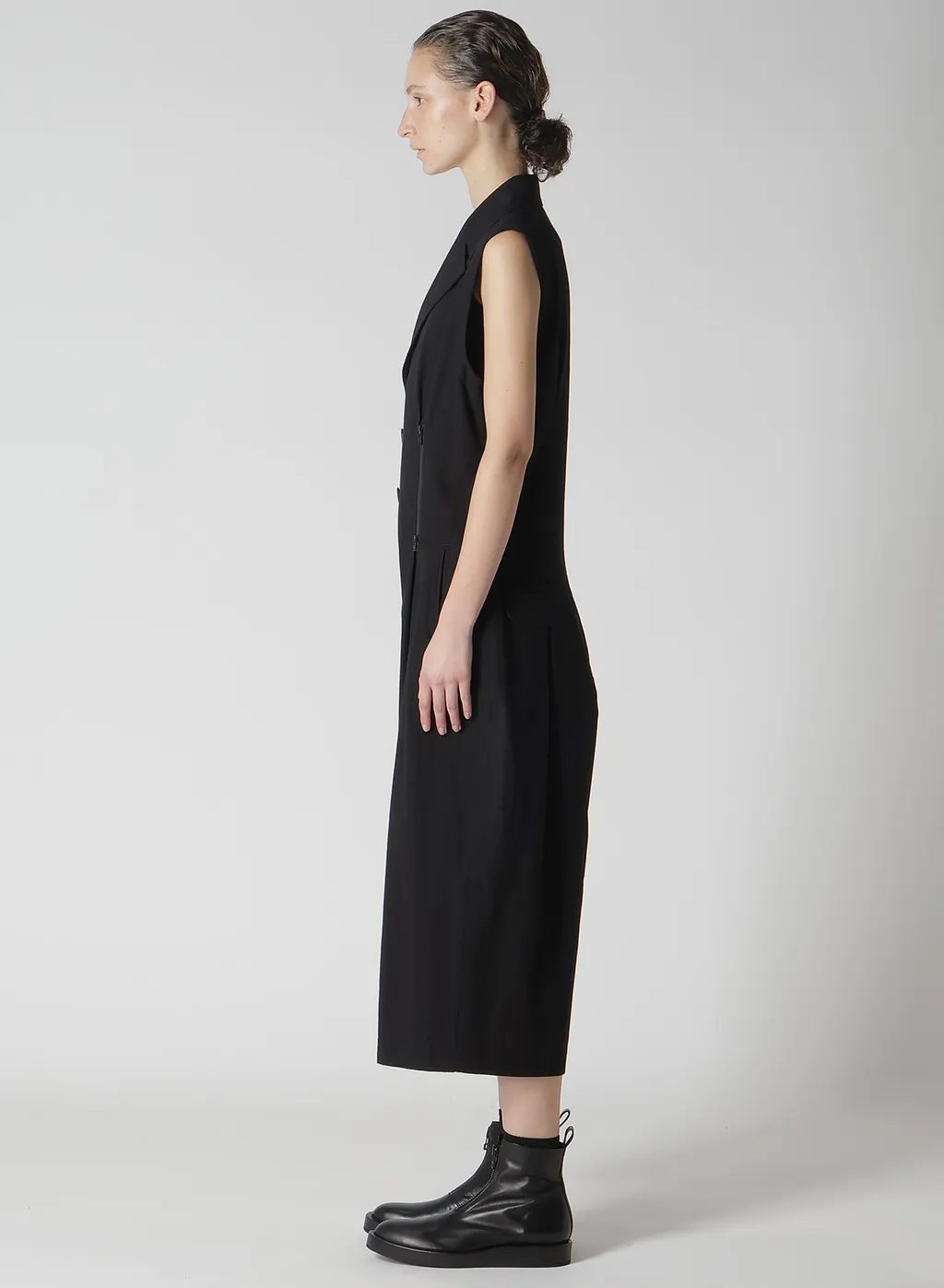 Cotton Linen Dump Zip Tucked Jump Suit