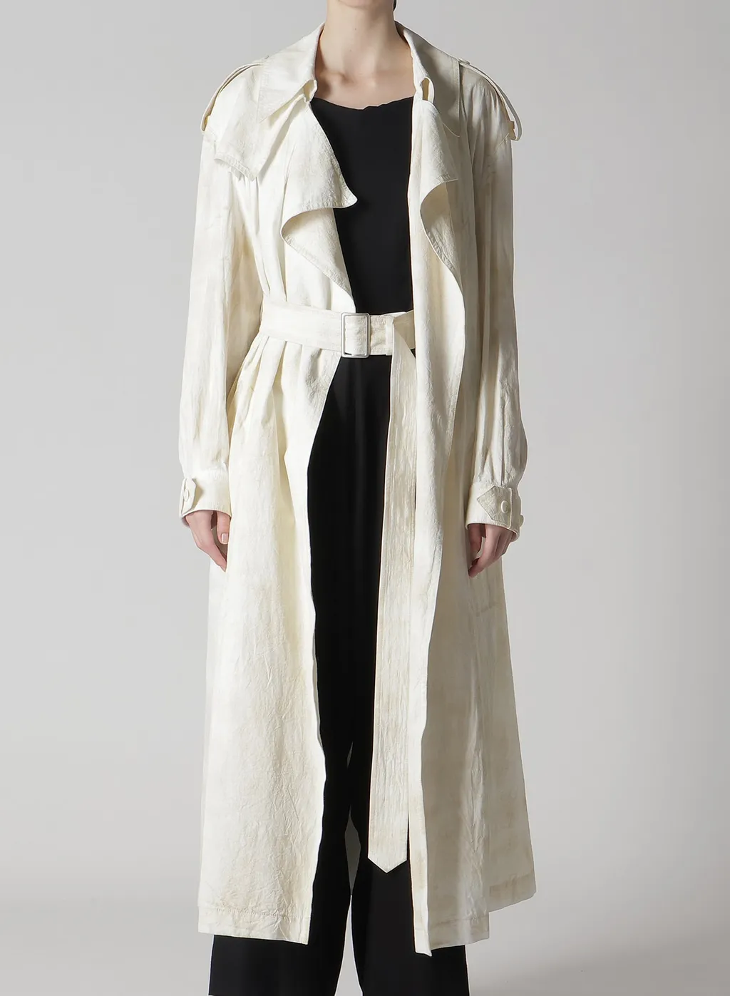 Cotton Linen Dump Rooler Printing Trench Coat