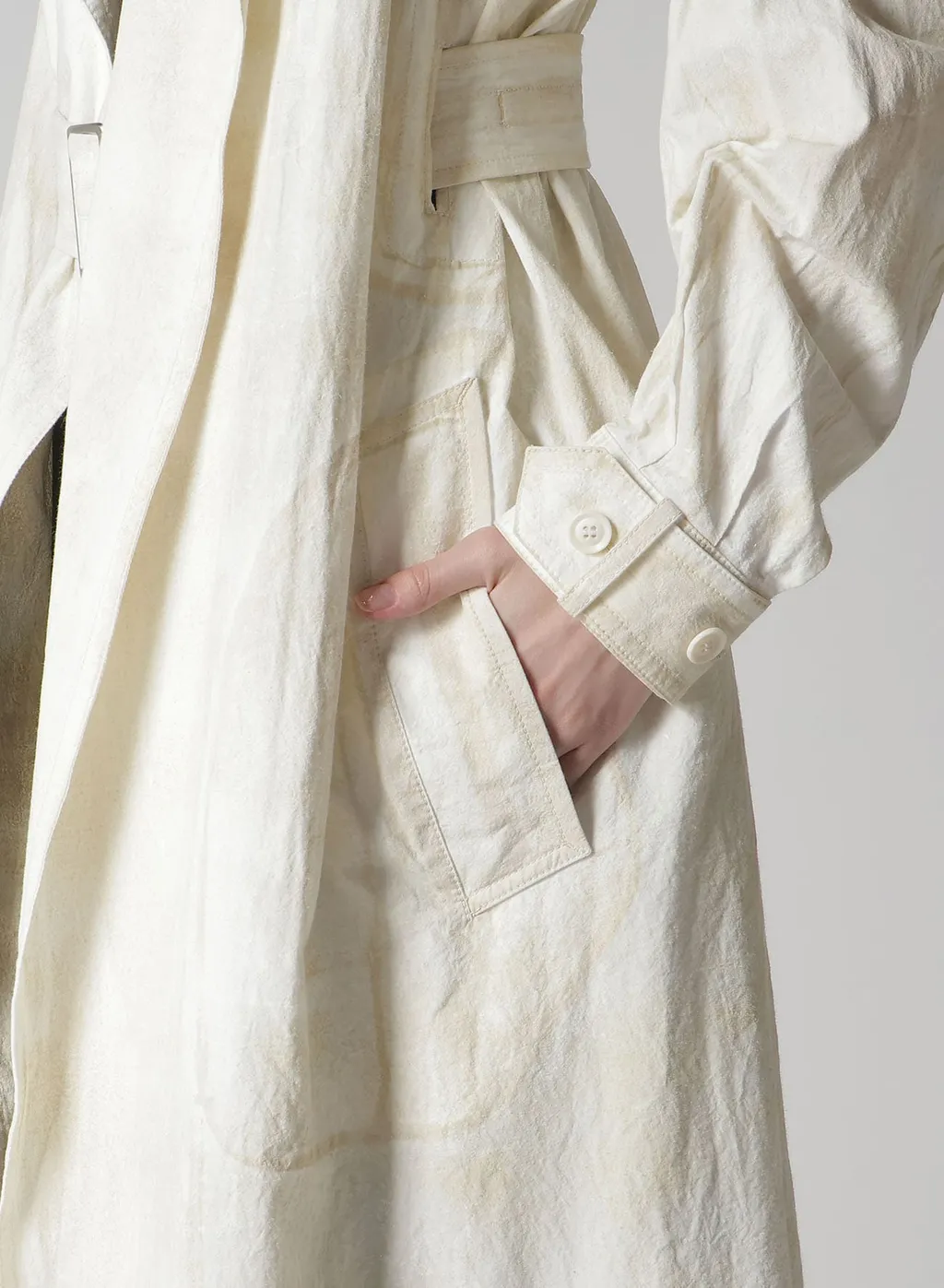 Cotton Linen Dump Rooler Printing Trench Coat