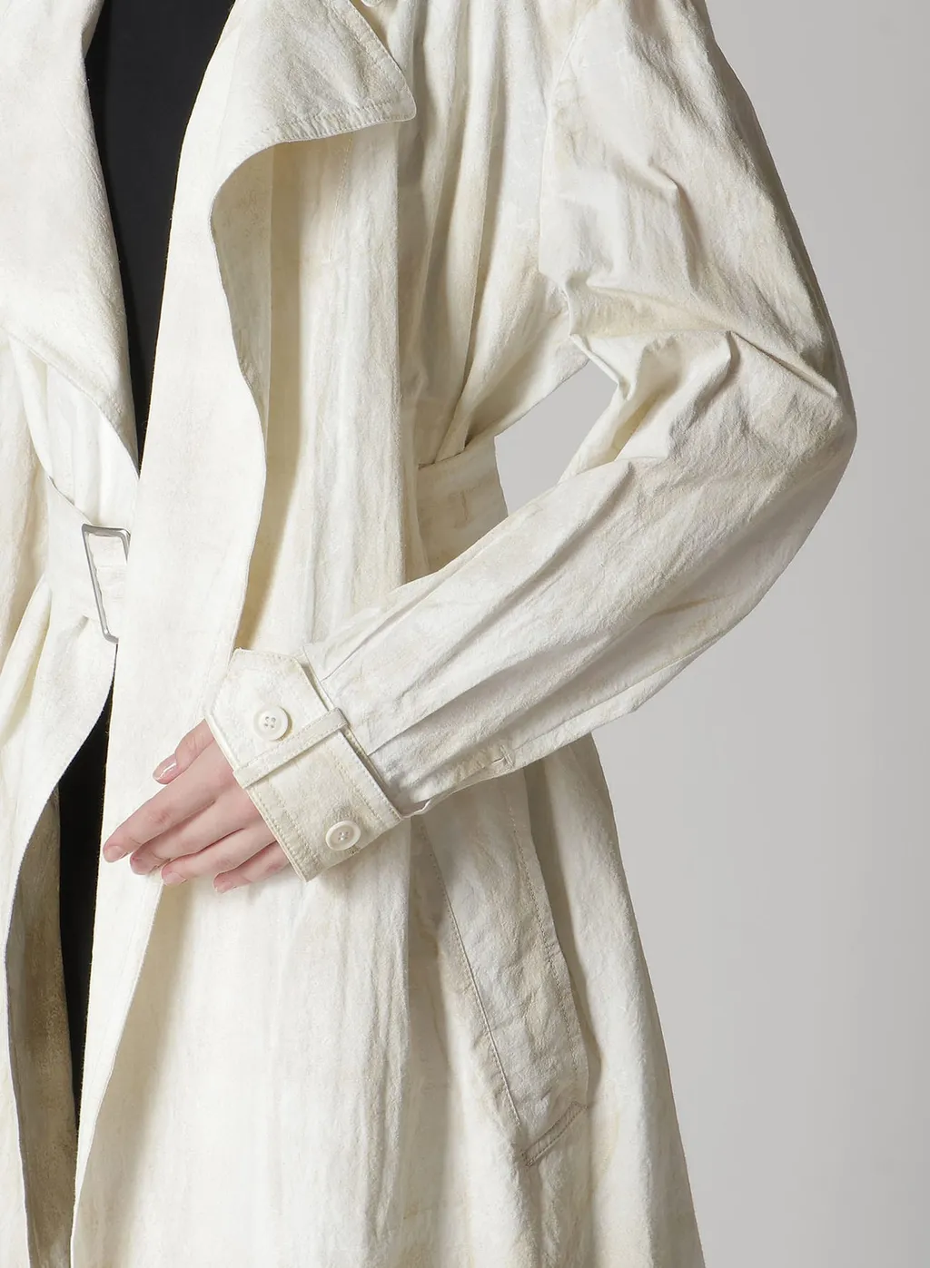 Cotton Linen Dump Rooler Printing Trench Coat