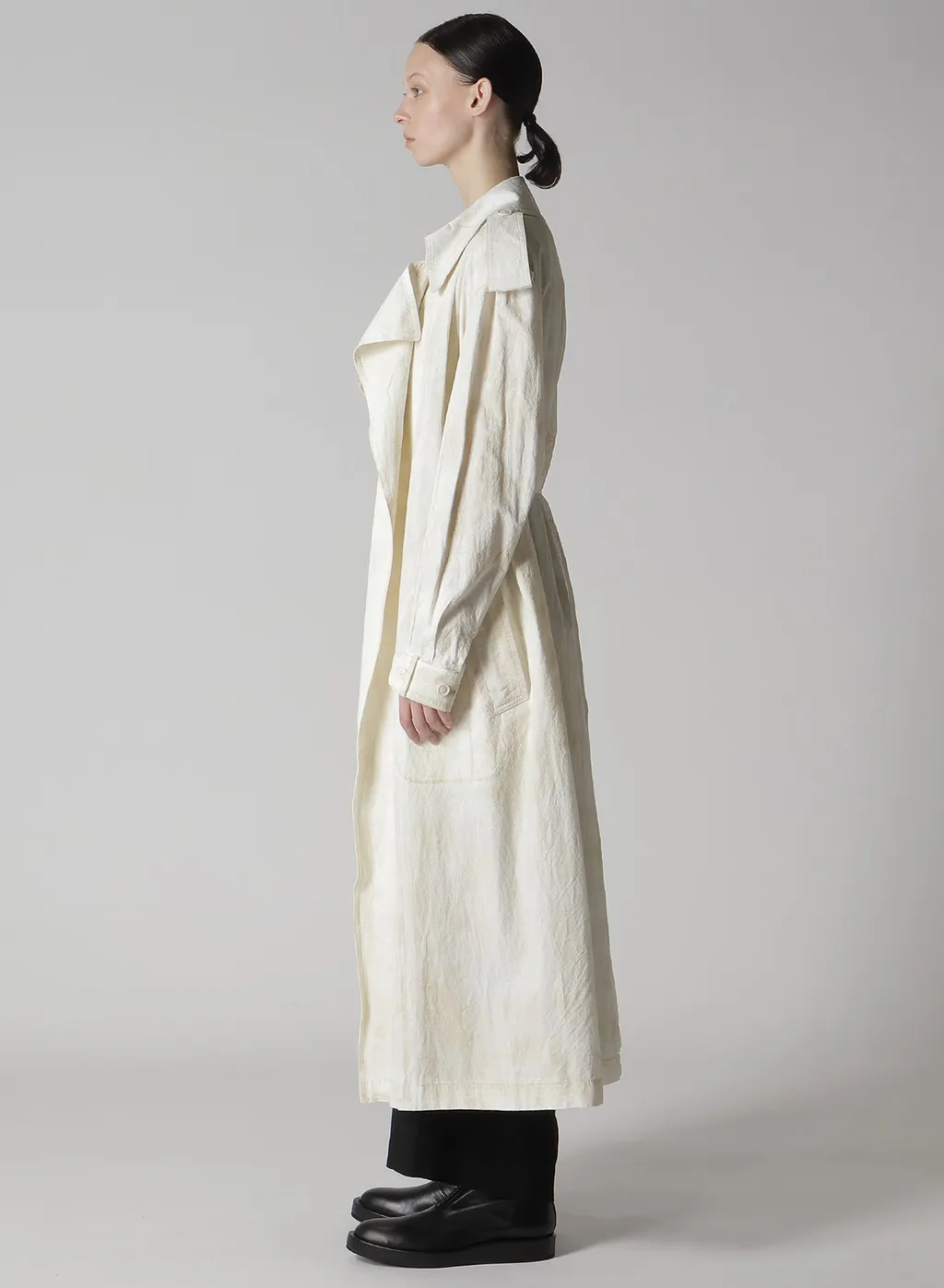 Cotton Linen Dump Rooler Printing Trench Coat