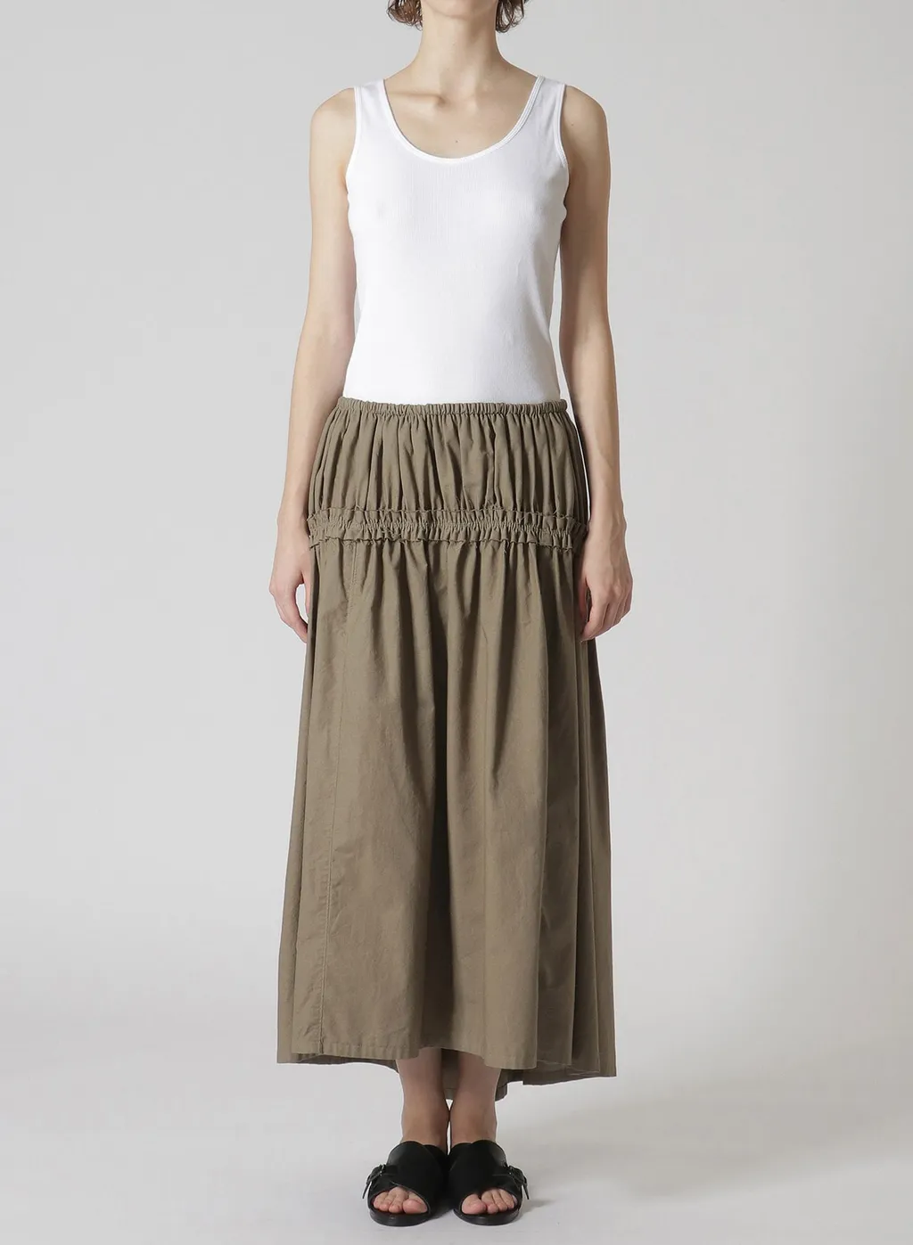 Cotton Dungaree Gathered Tail Skirt