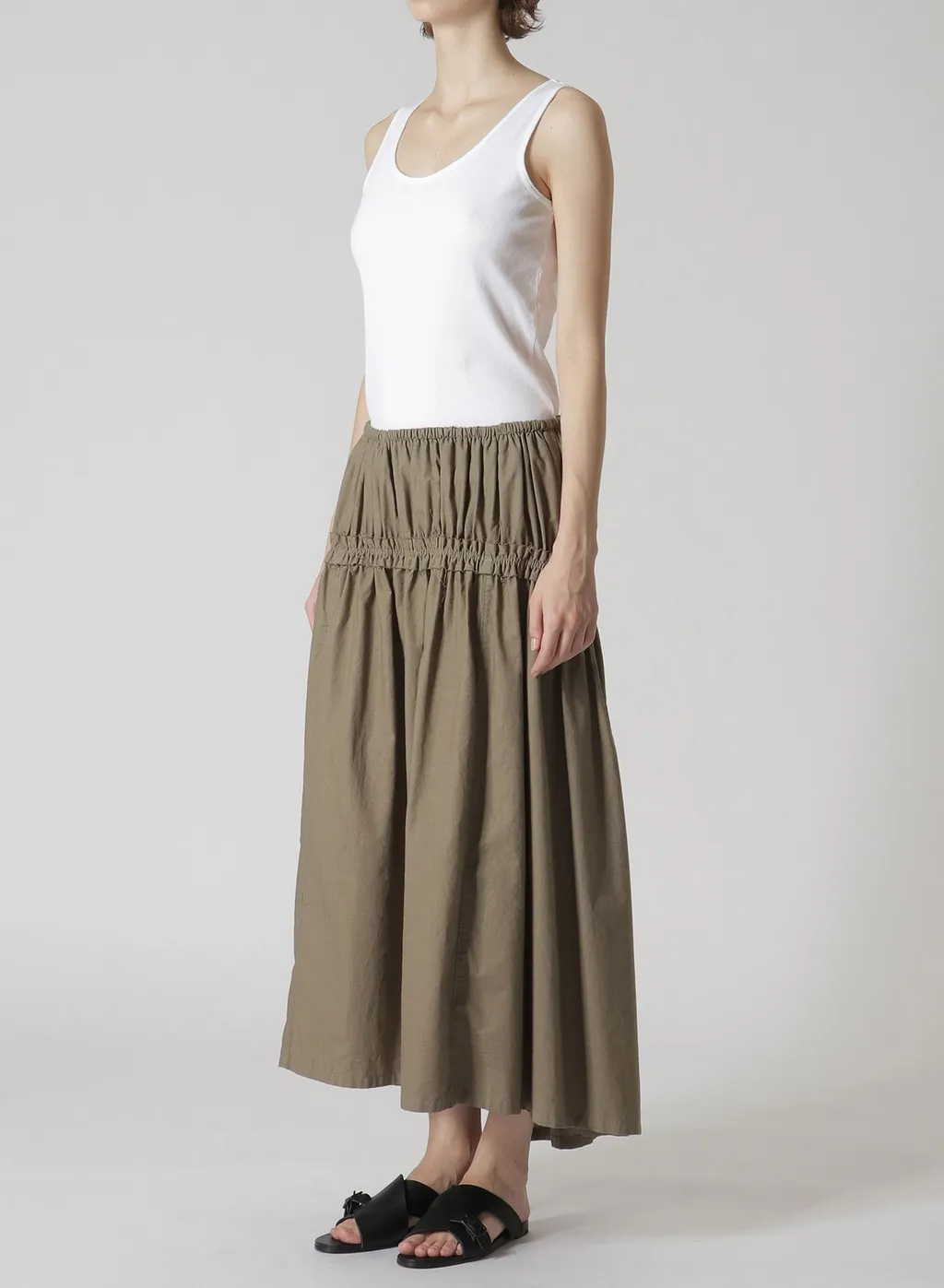 Cotton Dungaree Gathered Tail Skirt