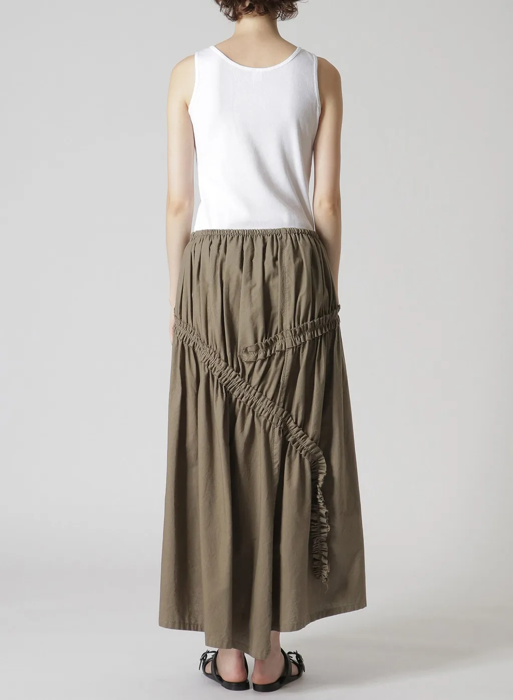 Cotton Dungaree Gathered Tail Skirt