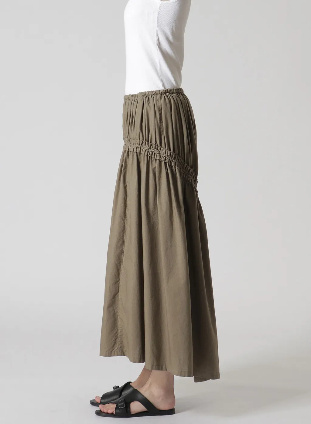Cotton Dungaree Gathered Tail Skirt